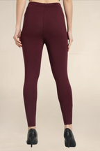 Women Burgundy Ankle Length Legging