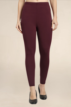 Women Burgundy Ankle Length Legging