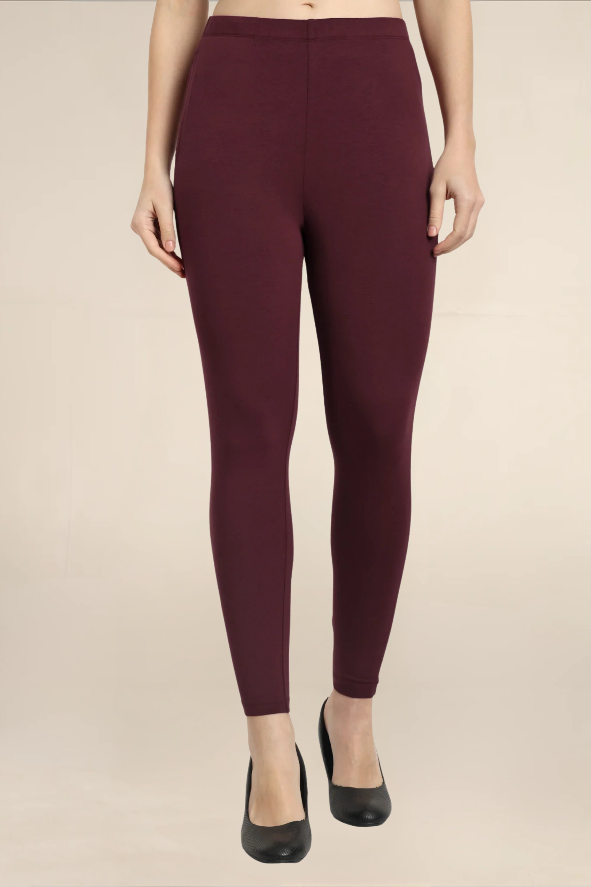 Women Burgundy Ankle Length Legging