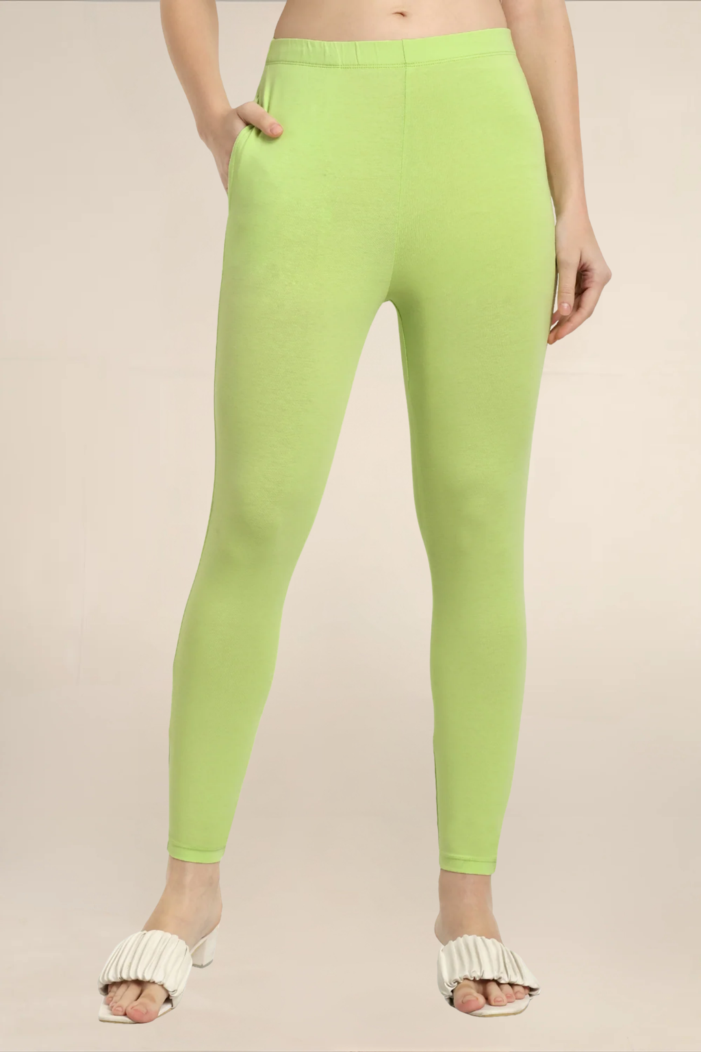 Women Light Green Ankle Length Legging
