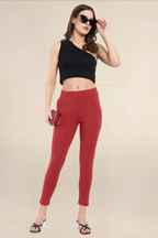 Women Maroon Ankle Length Legging