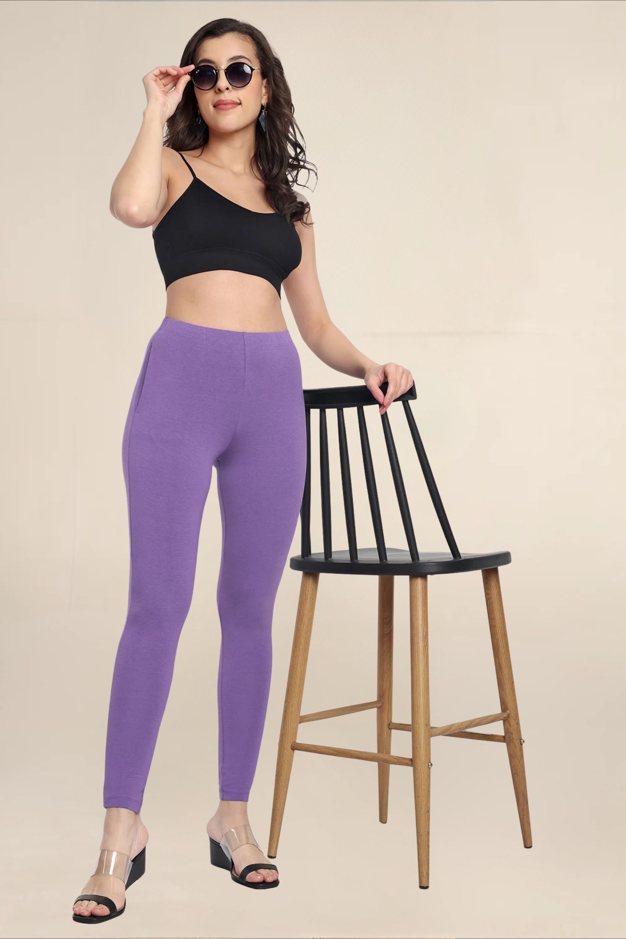 Women Light Lavender Regular Legging