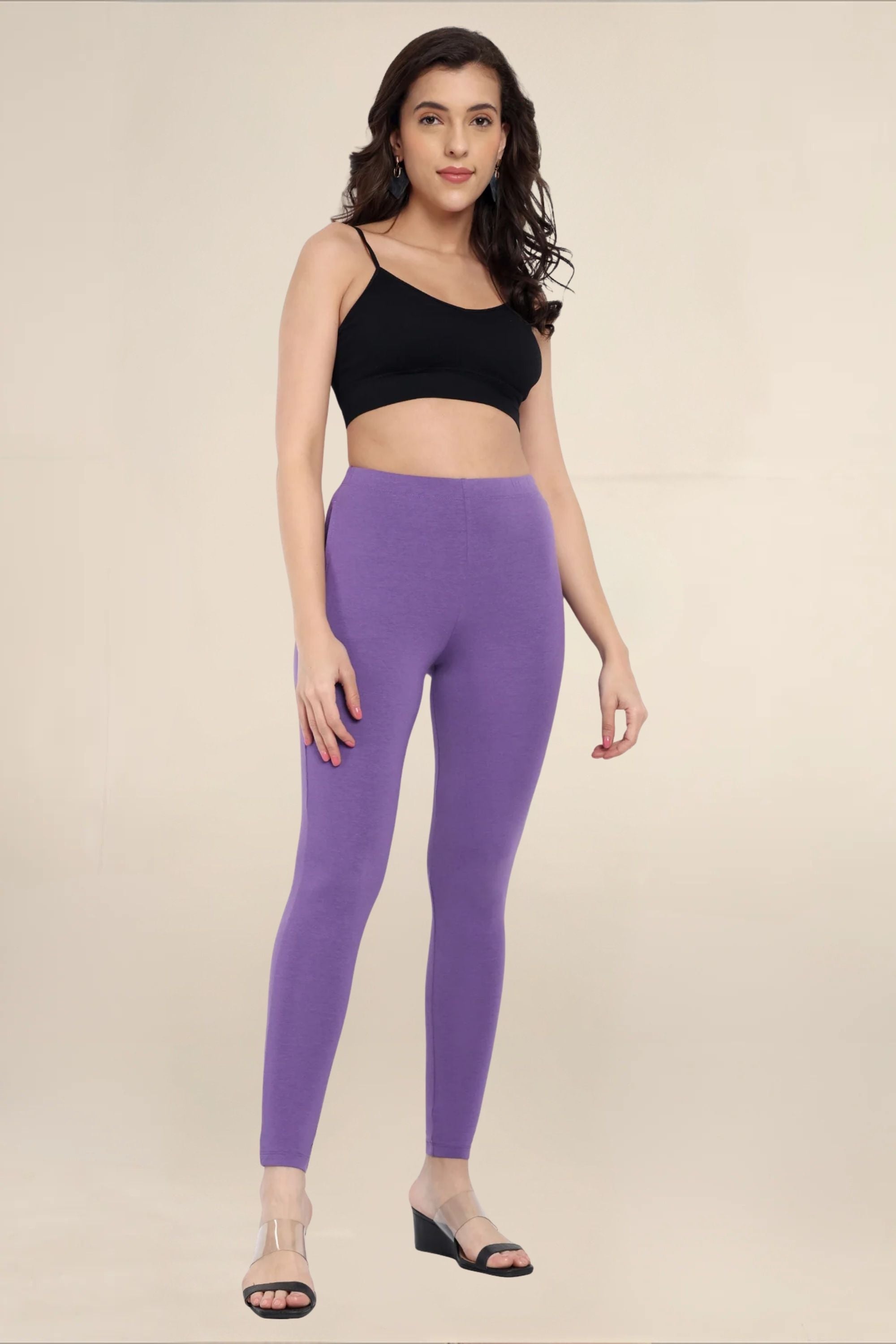 Women Light Lavender Regular Legging