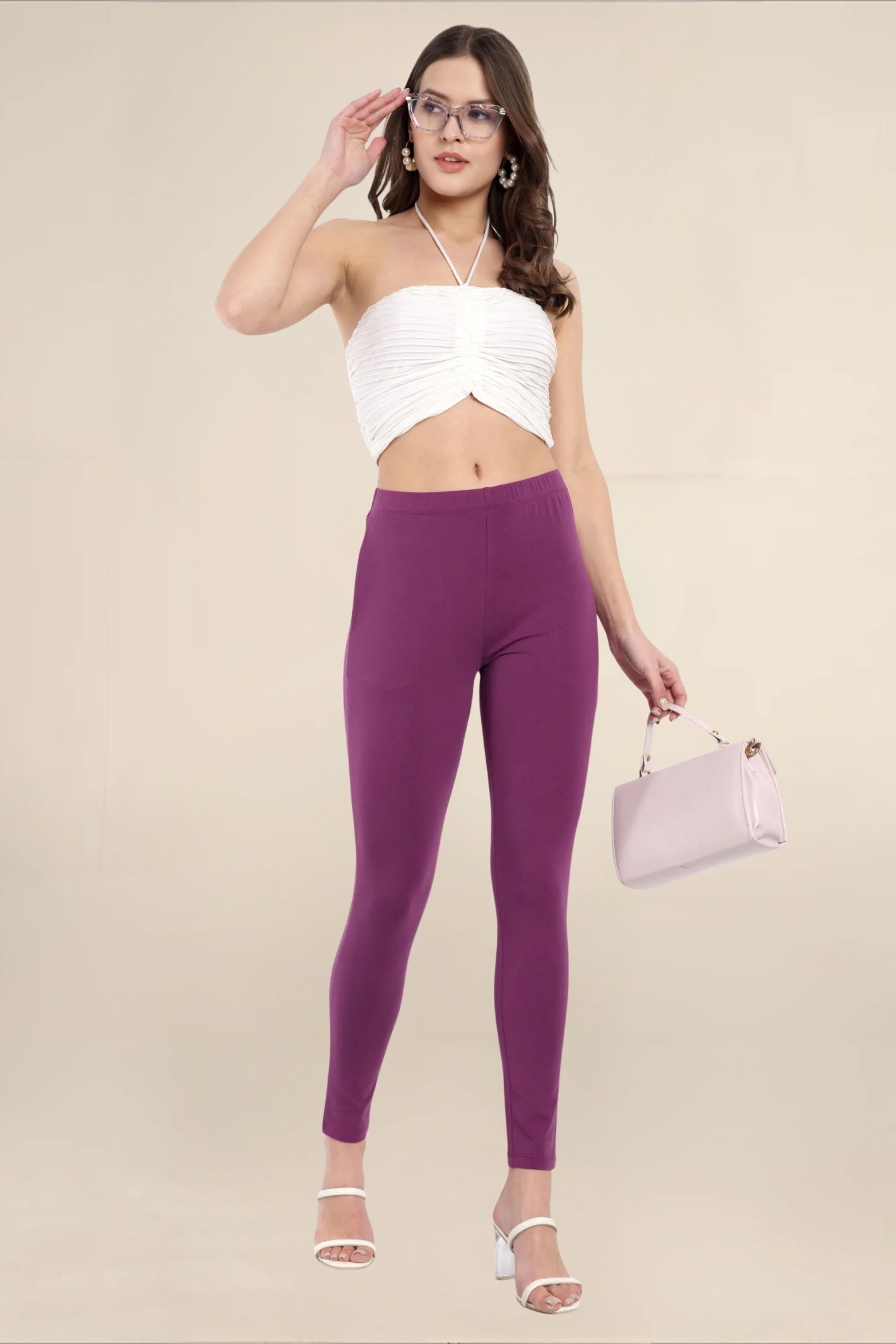Women Dark Violet Regular Legging