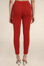 Women Red Ankle Length Legging