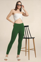 Women Dark Green Ankle Length Legging