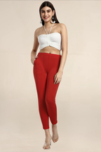 Women Red Ankle Length Legging