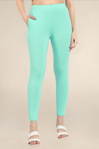 Women Sea Green Ankle Length Legging