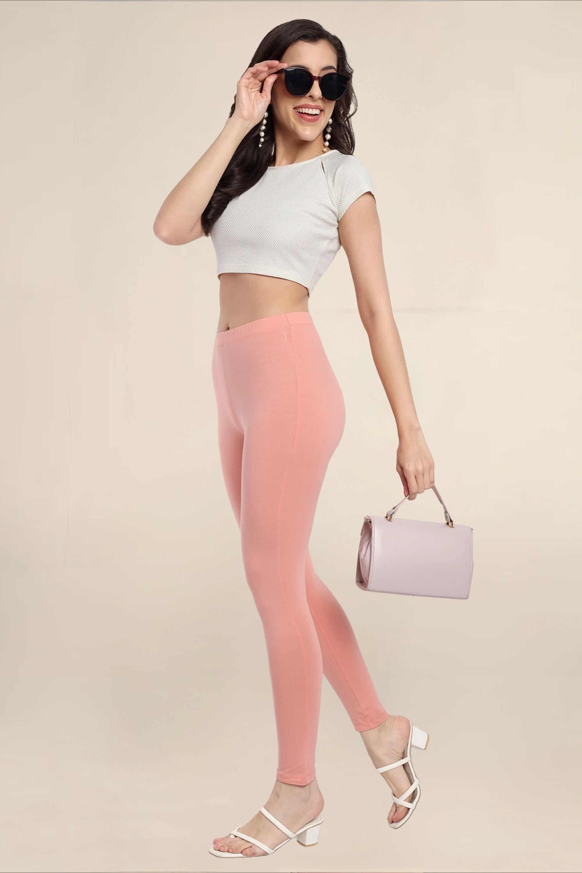 Women Papaya Peach Regular Legging