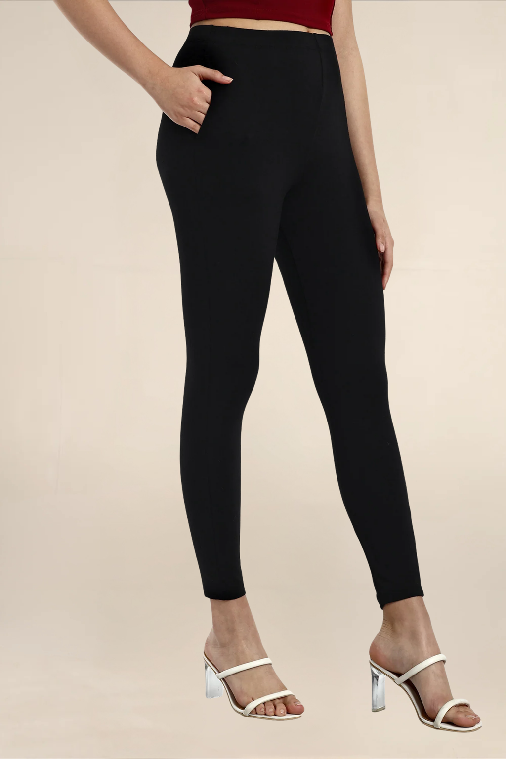 Women Black Ankle Length Legging