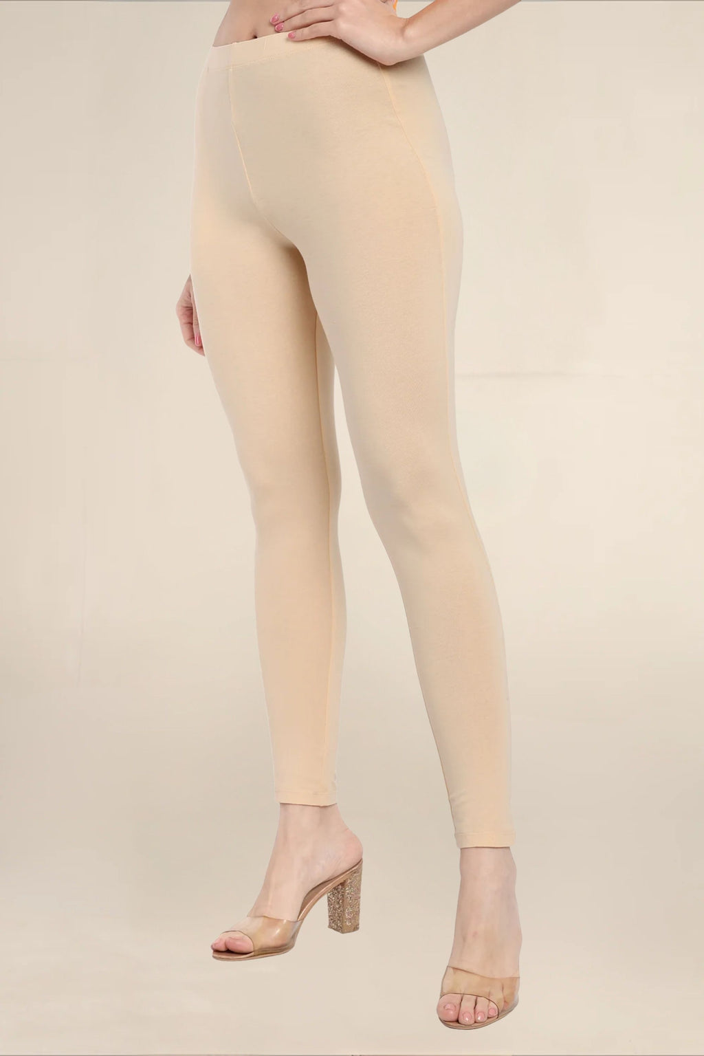 Women Light Peach Regular Legging