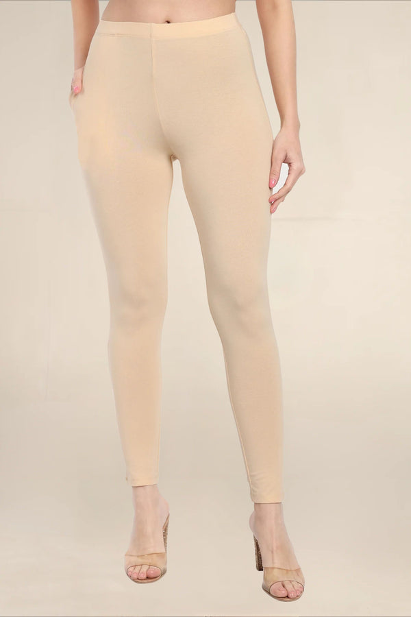 Women Light Peach Regular Pocket Legging