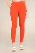 Women Orange Ankle Length Legging