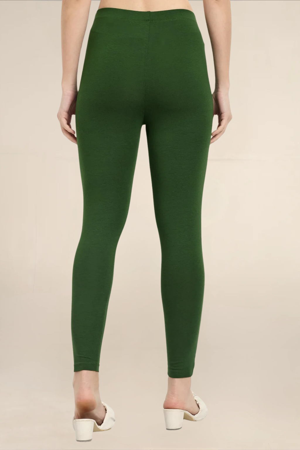 Women Dark Green Ankle Length Legging