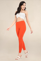 Women Orange Ankle Length Legging