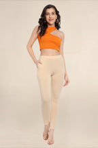 Women Light Peach Regular Legging