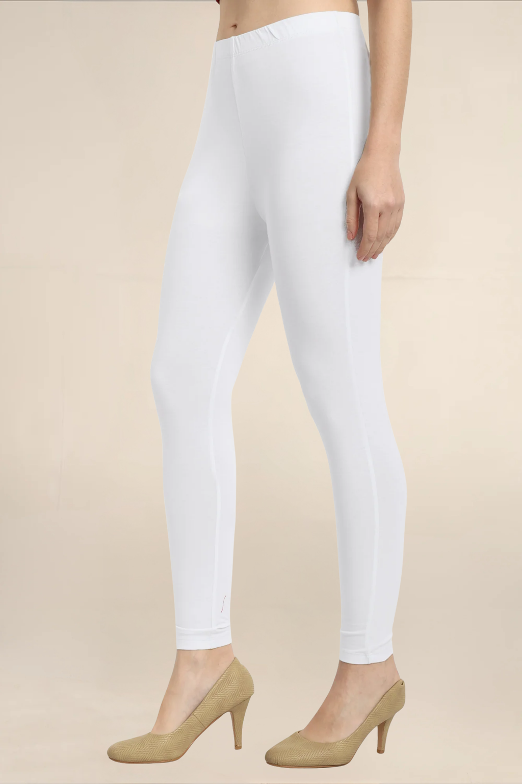 Women White Ankle Length Legging
