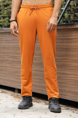 Mens Solid  Orange Track Pants