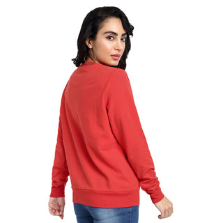 Women Classic Red Pure Cotton Sweatshirt