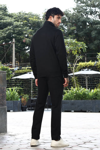 Men's Tracksuit Set Solid Color Cotton Blend | Mock Collar Top with Zip | Mid-Rise Jogger Bottom | Long Sleeve Activewear | 4-Pocket Casual Gym Sportswear