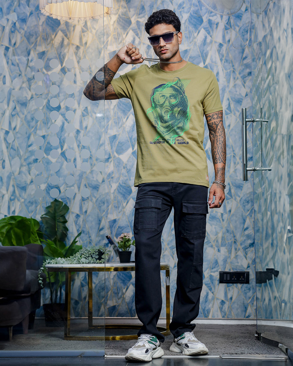 Men's Dried Herb Graphic Tshirt with Rubber Print