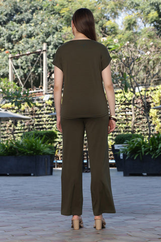 ONE SKY Women’s Cotton Spandex Half Sleeve Co-Ord Set – Solid Round Neck Top & Mid-Rise Slip-On Bottom, Casual 2-Piece Loungewear, Machine Washable