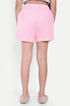 Girls' Stylish Elastic Waist Shorts with Front Pockets & Side Button Detailing