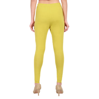 Women Dull Lemon Breathable Long Length Legging