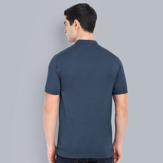 MENS SOLID NAVY PURE COTTON POLO TSHIRT