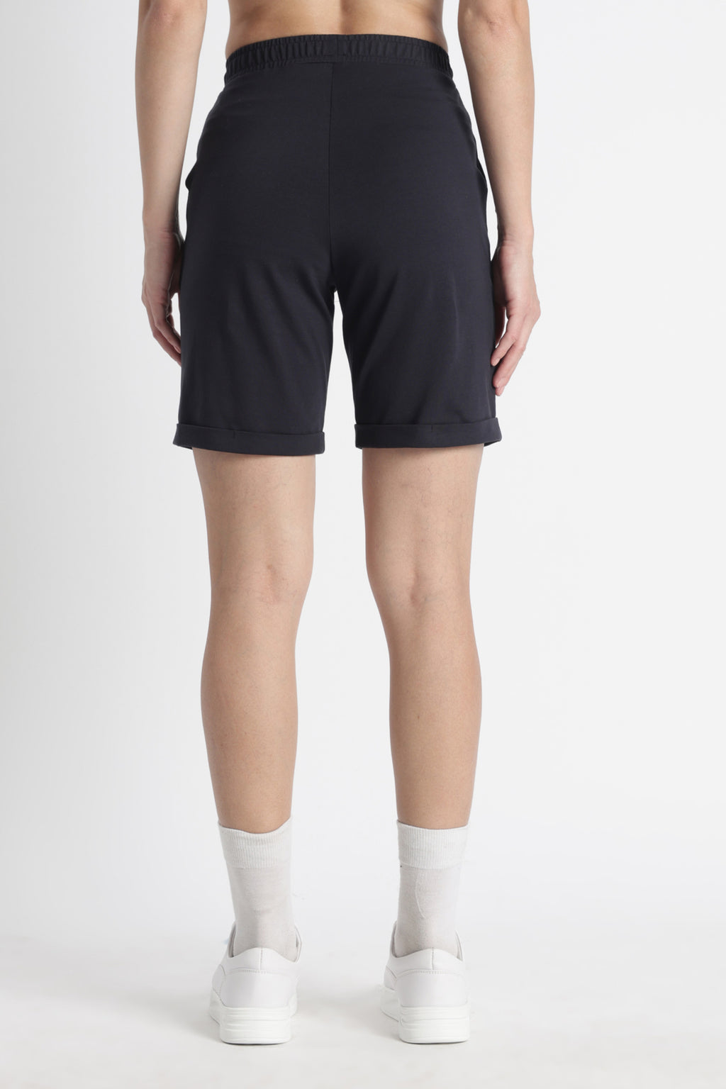 ONE SKY Women’s Cotton Spandex Bermuda Shorts | Mid Rise Casual Slip-On Shorts | 2 Pockets | Solid Color | Machine Wash