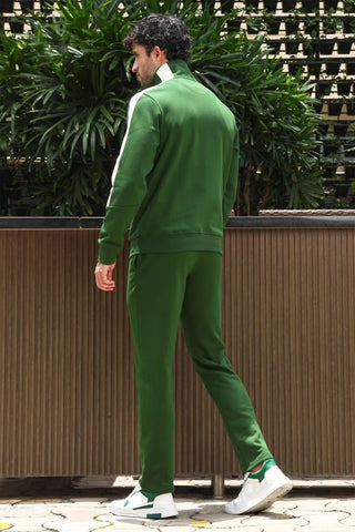 Men’s Solid Tracksuit Set | Mock Collar Zip-Up Jacket & Slip-On Joggers | Cotton Blend | Mid-Rise Flat Front | 4 Pockets | Long Sleeves | Casual Athleisure Wear