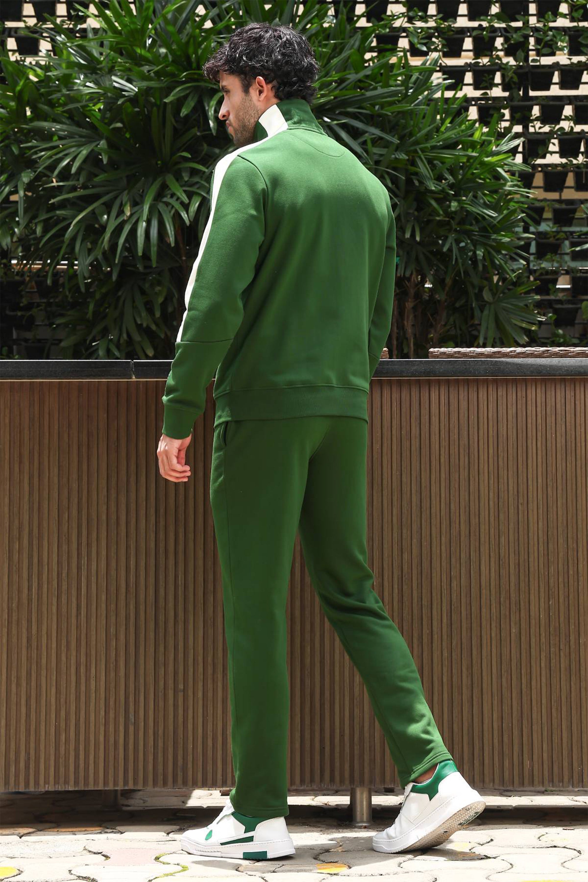 Men’s Solid Tracksuit Set | Mock Collar Zip-Up Jacket & Slip-On Joggers | Cotton Blend | Mid-Rise Flat Front | 4 Pockets | Long Sleeves | Casual Athleisure Wear