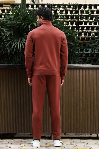 Men's Printed Tracksuit Set | Typography Print Cotton Blend | Mock Collar Zip-Up Top & Slip-On Joggers | Mid-Rise, 4 Pockets | Casual Athleisure Sportswear | Long Sleeves