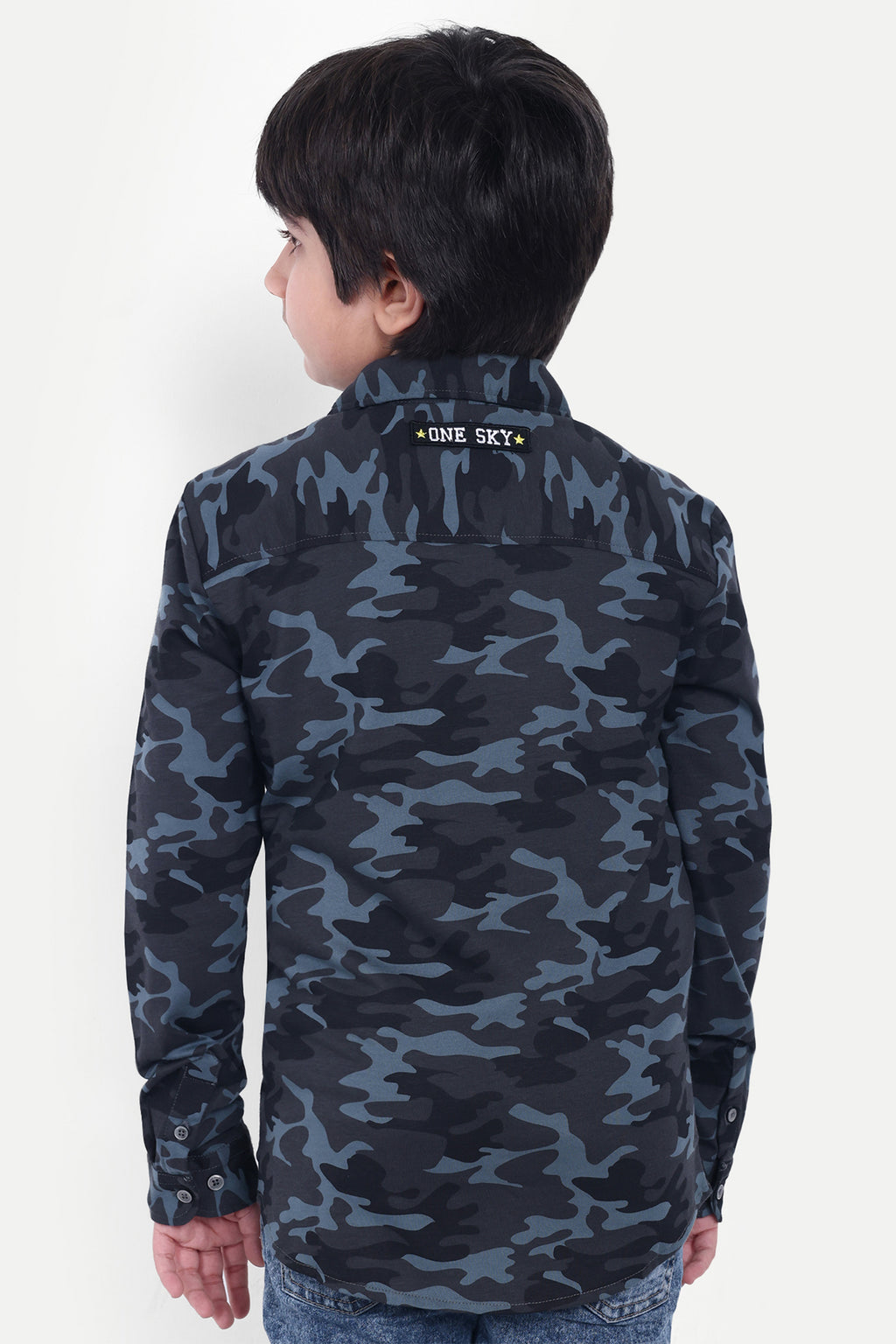 Boys' 100% Cotton Camouflage Printed Shirt with Front Pocket