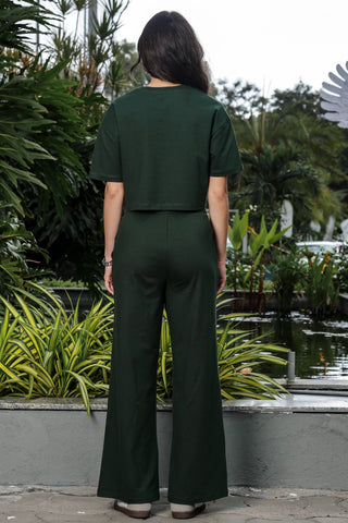 WOMEN ROUND NECK GREEN HALF SLV  CO-ORD SET