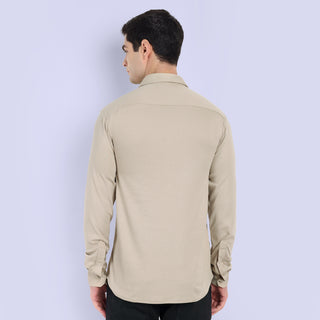 MENS PURE COTTON BEIGE FORMAL SHIRT