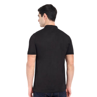 MENS SOLID BLACK PURE COTTON POLO TSHIRT