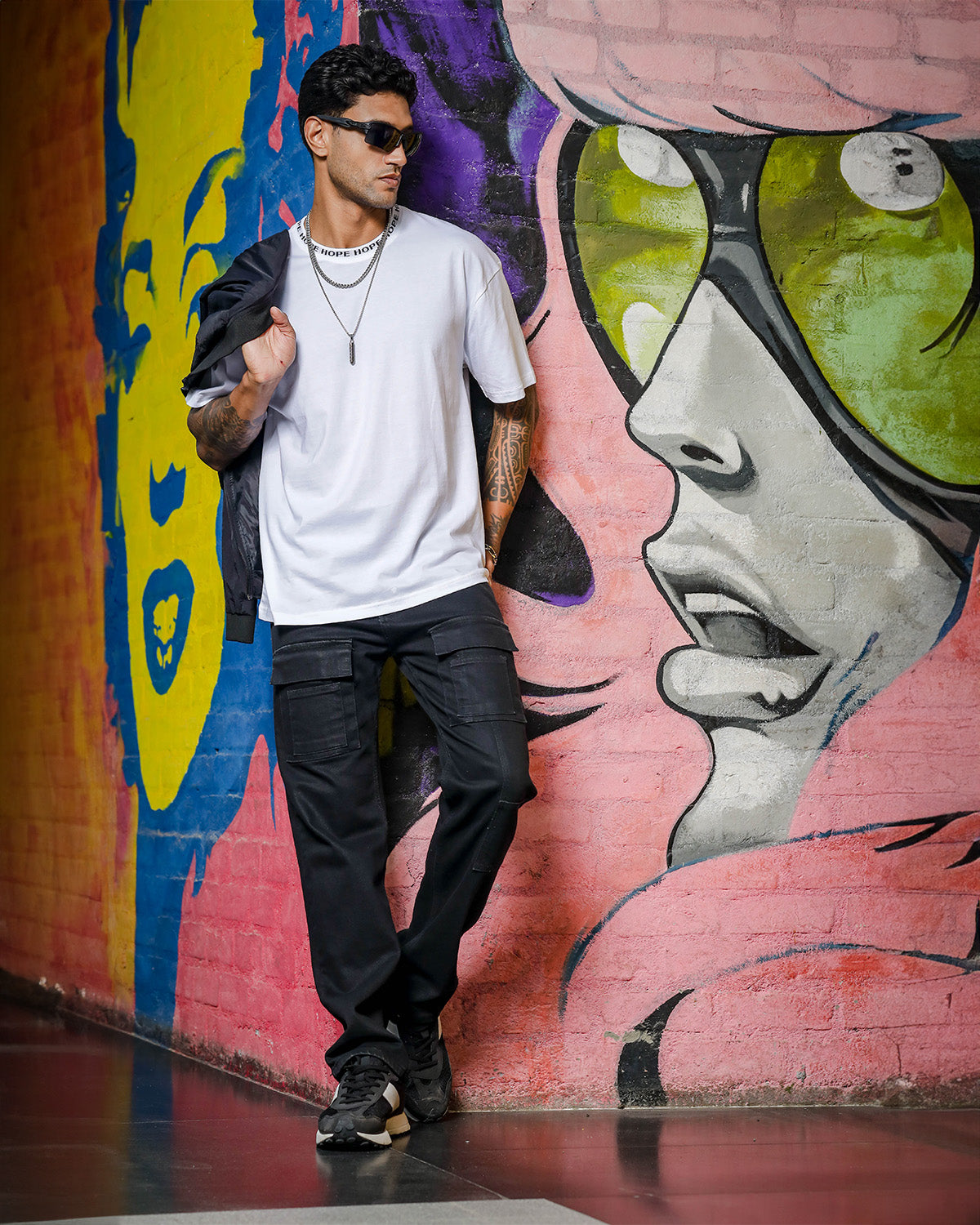 Men's Round Neck Oversized White T-shirt