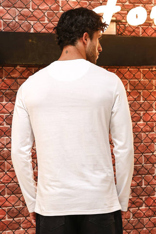 Men’s 100% Cotton Embroidered Typography Full Sleeve T-Shirt | Round Neck Casual Tee | Soft Breathable Fabric | Machine Washable