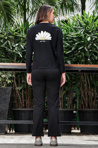 WOMEN ROUND NECK BLACK FULL SLV  CO-ORD SET