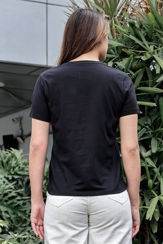 WOMEN ROUND NECK BLACK T SHIRT