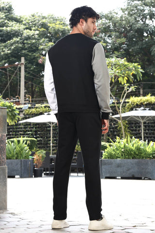 Men’s Colorblock Tracksuit Set | Round Neck Long Sleeve Top & Slip-On Joggers | Cotton Blend | Mid-Rise Flat Front | 3 Pockets | Casual Athleisure Wear