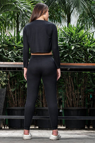 WOMEN ROUND NECK BLACK FULL SLV  CO-ORD SET