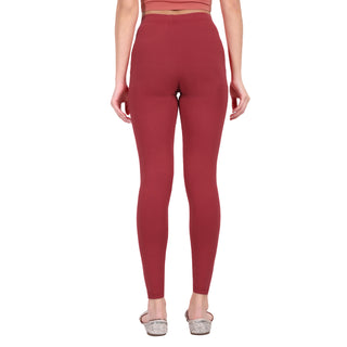 Women Maroon Breathable Long Length Legging