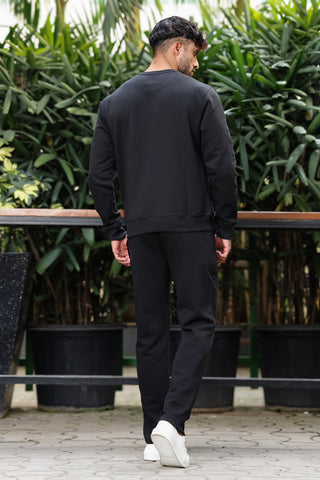 Men’s Solid Tracksuit Set | Round Neck Long Sleeve Top & Slip-On Joggers | Cotton Blend | Mid-Rise Flat Front | 5 Pockets | Casual Athleisure Wear