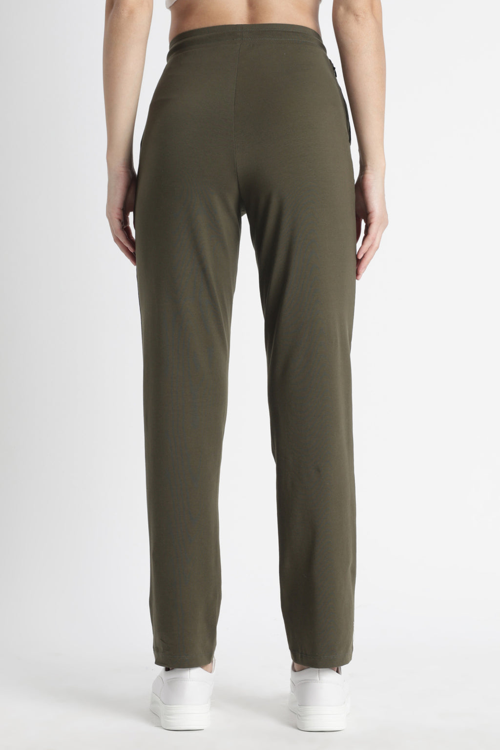 ONE SKY Women’s Cotton Spandex Track Pant – Solid Mid-Rise Drawstring Joggers with 3 Pockets, Casual Loungewear, Flat Front, Machine Washable