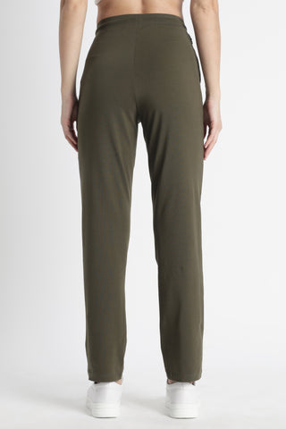 ONE SKY Women’s Cotton Spandex Track Pant – Solid Mid-Rise Drawstring Joggers with 3 Pockets, Casual Loungewear, Flat Front, Machine Washable