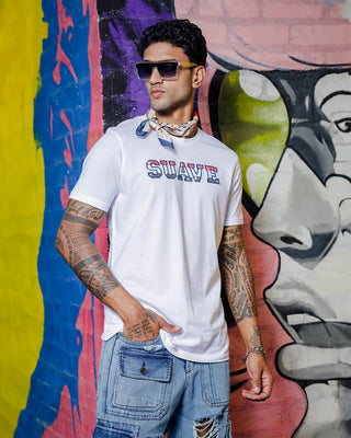 Men's White Color "Suave" Embroidered Pure Cotton Tshirt