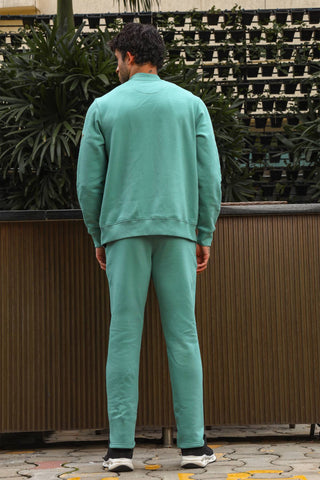 Men’s Solid Tracksuit Set | Stand Collar Zip-Up Jacket & Slip-On Joggers | Cotton Blend | Mid-Rise Flat Front | 4 Pockets | Long Sleeves | Casual Athleisure Sportswear