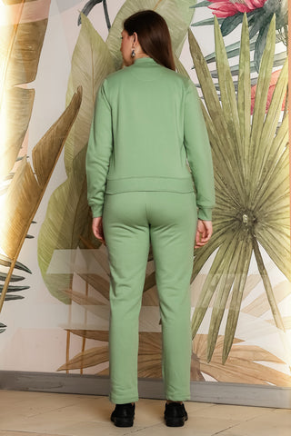 ONE SKY Women's Front Open Tracksuit | Cotton Blend Solid Co-ord Set | Zipper Jacket & Slip-On Pants with 4 Pockets